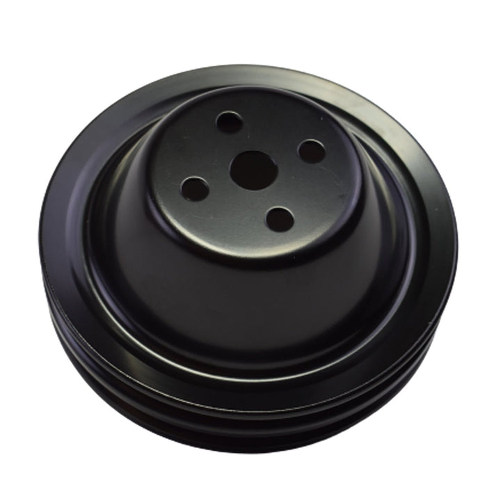 A-Team Performance Water Pump Pulley Double-Groove SWP Short Water Pump Compatible With Small Block Chevy SBC 262 265 267 283 302 305 307 327 350 400 Black Steel - Southwest Performance Parts