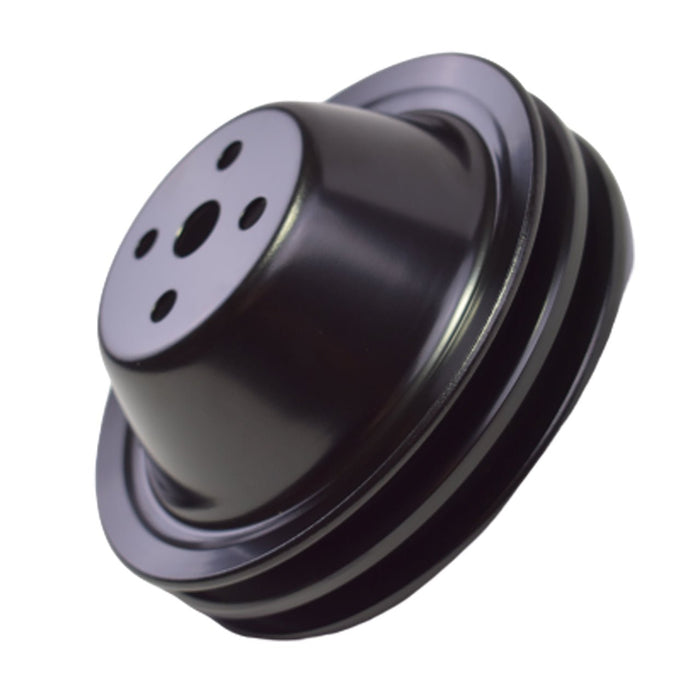 A-Team Performance Water Pump Pulley Double-Groove SWP Short Water Pump Compatible With Small Block Chevy SBC 262 265 267 283 302 305 307 327 350 400 Black Steel - Southwest Performance Parts