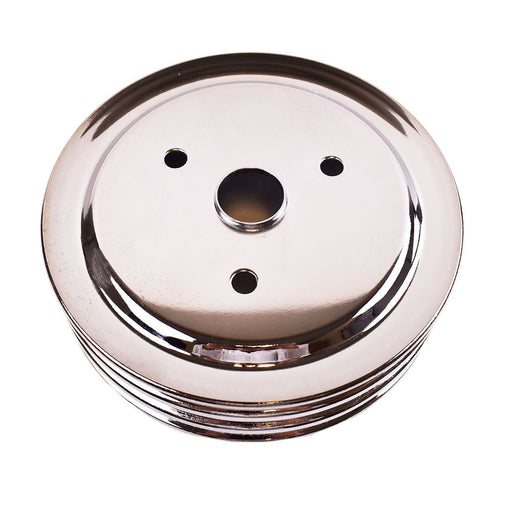 Crankshaft Pulley Triple-Groove SWP Short Water Pump Compatible With Small Block Chevy SBC 262 265 267 283 302 305 307 327 350 400 Chrome Steel - Southwest Performance Parts