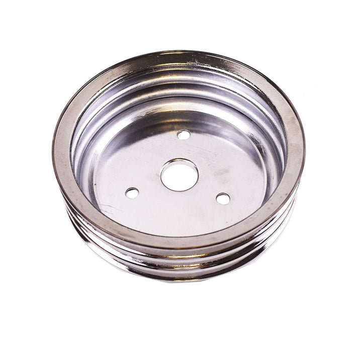 Crankshaft Pulley Triple-Groove SWP Short Water Pump Compatible With Small Block Chevy SBC 262 265 267 283 302 305 307 327 350 400 Chrome Steel - Southwest Performance Parts