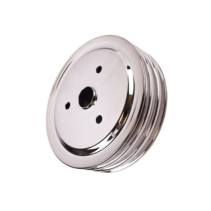 Crankshaft Pulley Triple-Groove SWP Short Water Pump Compatible With Small Block Chevy SBC 262 265 267 283 302 305 307 327 350 400 Chrome Steel - Southwest Performance Parts