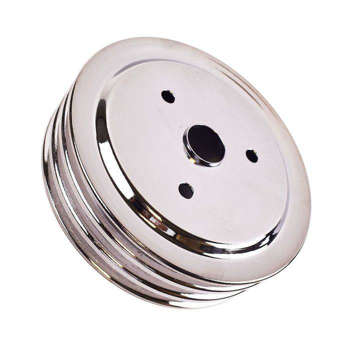 Crankshaft Pulley Triple-Groove SWP Short Water Pump Compatible With Small Block Chevy SBC 262 265 267 283 302 305 307 327 350 400 Chrome Steel - Southwest Performance Parts