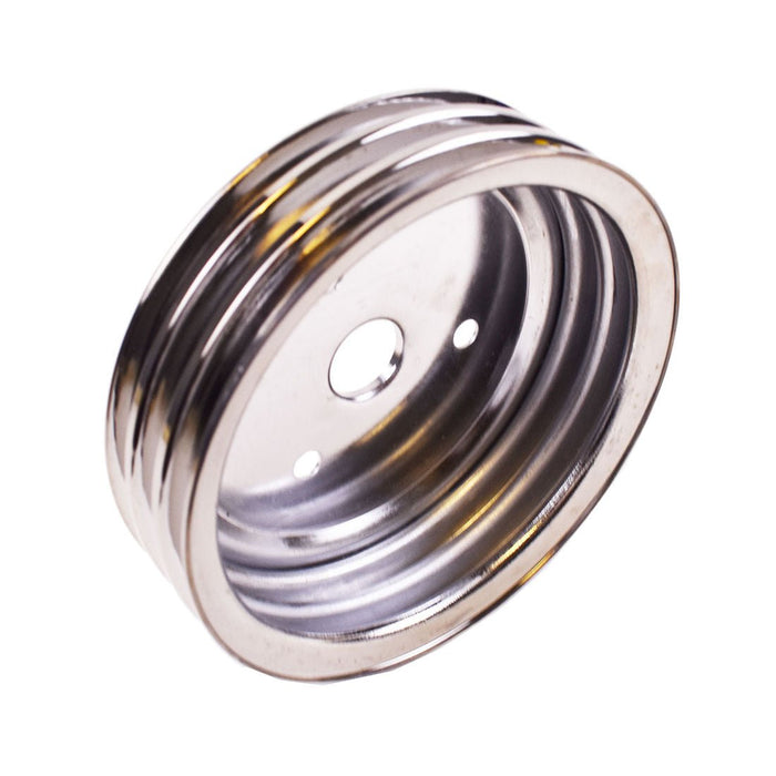 Crankshaft Pulley Triple-Groove SWP Short Water Pump Compatible With Small Block Chevy SBC 262 265 267 283 302 305 307 327 350 400 Chrome Steel - Southwest Performance Parts