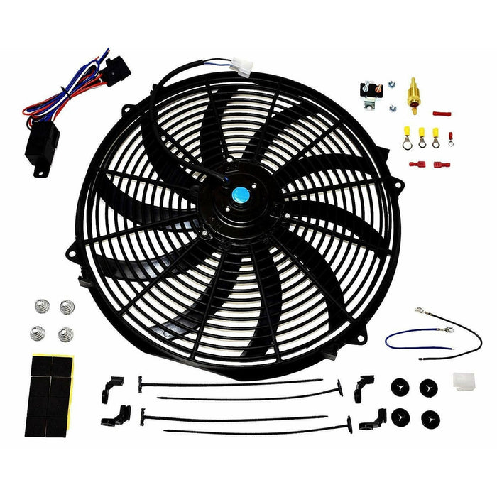 A-Team Performance 140041 16" Electric Curved Blade Reversible Cooling Fan 12v 3000cfm+ Thermostat Kit - Southwest Performance Parts