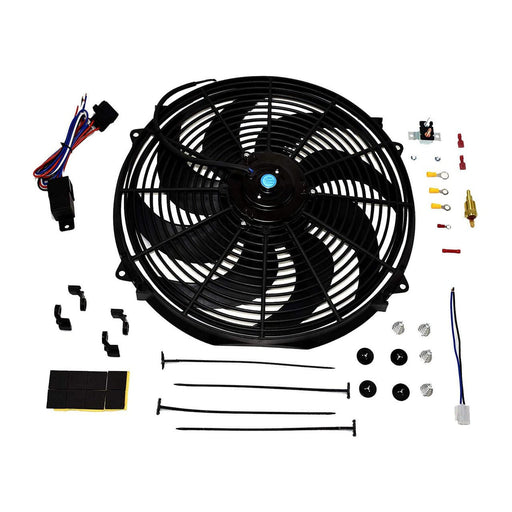 A-Team Performance 16" Electric Curved 8 Blade Reversible Cooling Fan 3000CFM Thermostat Kit - Southwest Performance Parts