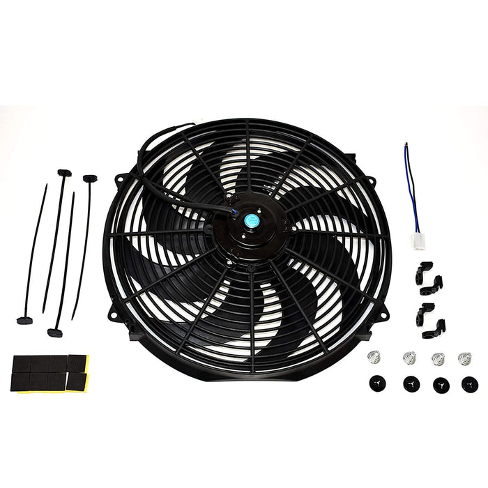 A-Team Performance 160061 16" Universal High Performance Heavy Duty 12 Volts Black Radiator Electric Wide Curved Cooling Fan Assembly 8 Blade 3000 CFM — Southwest Parts