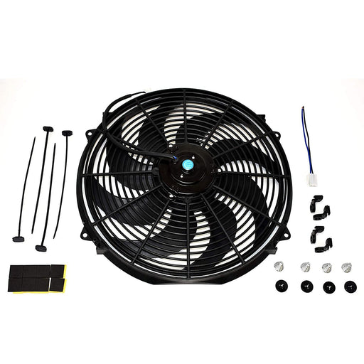 A-Team Performance 160061 16" High Performance Heavy Duty 12V Black Radiator Electric Wide Curved Cooling Fan Assembly Kit 8 Blade FAN 3000 CFM - Southwest Performance Parts