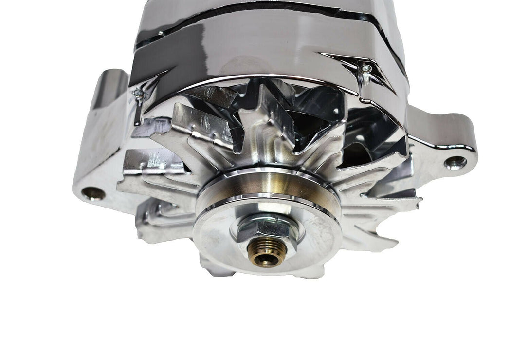 A-Team Performance 1G Style Alternator 1-Wire 110 Amp 10si Conversion 1 Groove V-Belt V6 and V8 Ford 1965-89 Chrome - Southwest Performance Parts