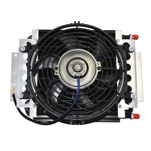 A-Team Performance 5" OIL COOLER W-10" ELECTRIC FAN &amp; 3-8" FITTING 48" L HOSE KIT - Southwest Performance Parts