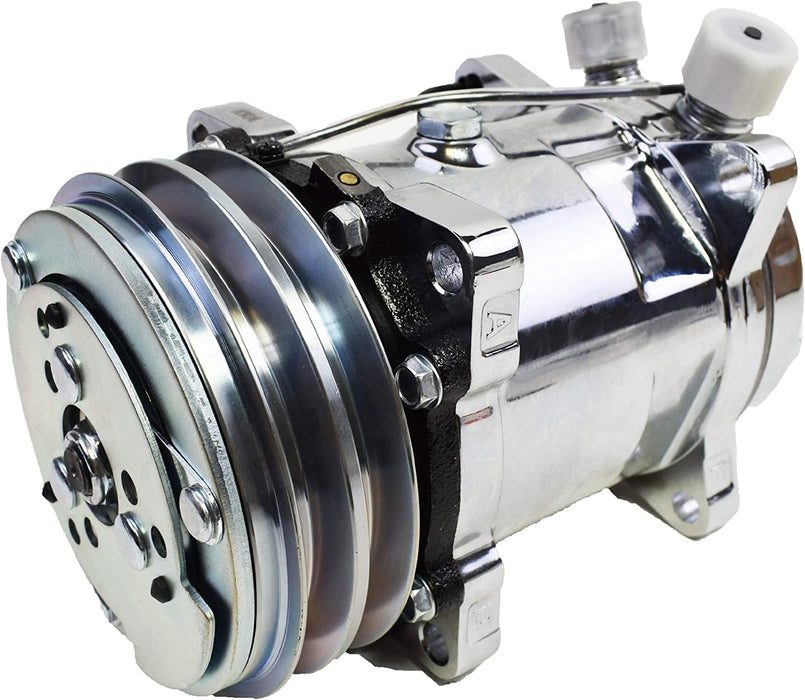 A-Team Performance 508 Style Silver Clutch V-Belt Universal Air Condition Compressor, Chrome - Southwest Performance Parts