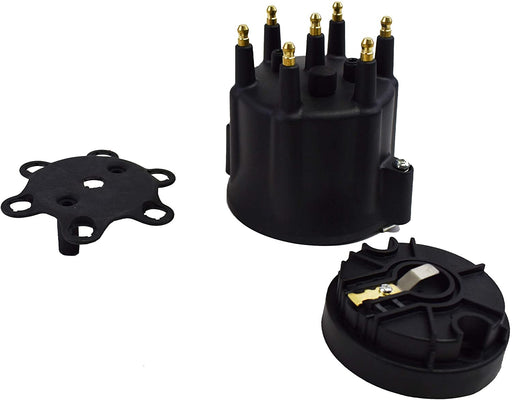 A-Team Performance 6-Cylinder Male Pro Series Distributor Cap &amp; Rotor Kit BLACK - Southwest Performance Parts