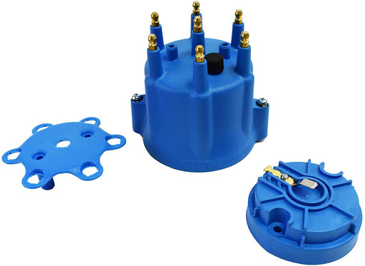 A-Team Performance 6-Cylinder Male Pro Series Distributor Cap &amp; Rotor Kit BLUE - Southwest Performance Parts