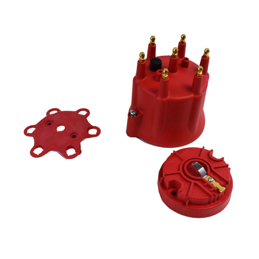 A-Team Performance 6-Cylinder Male Pro Series Distributor Cap &amp; Rotor Kit RED - Southwest Performance Parts