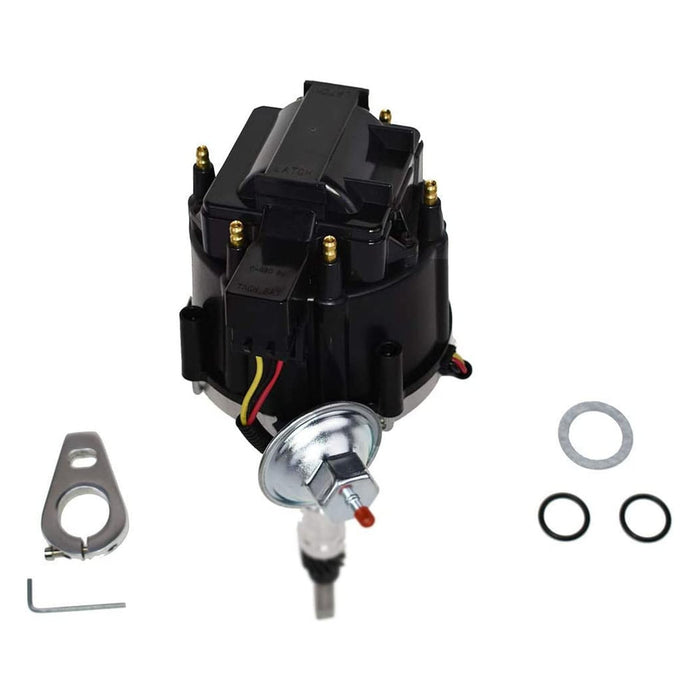 A-Team Performance 65K COIL HEI Distributor Black Cap, Red Spark Plug Wires Set, and Pigtail Wiring Harness 3-in-1 Kit for Straight 6 41-62 194 216 235 68-87 Early Chevrolet - Southwest Performance Parts