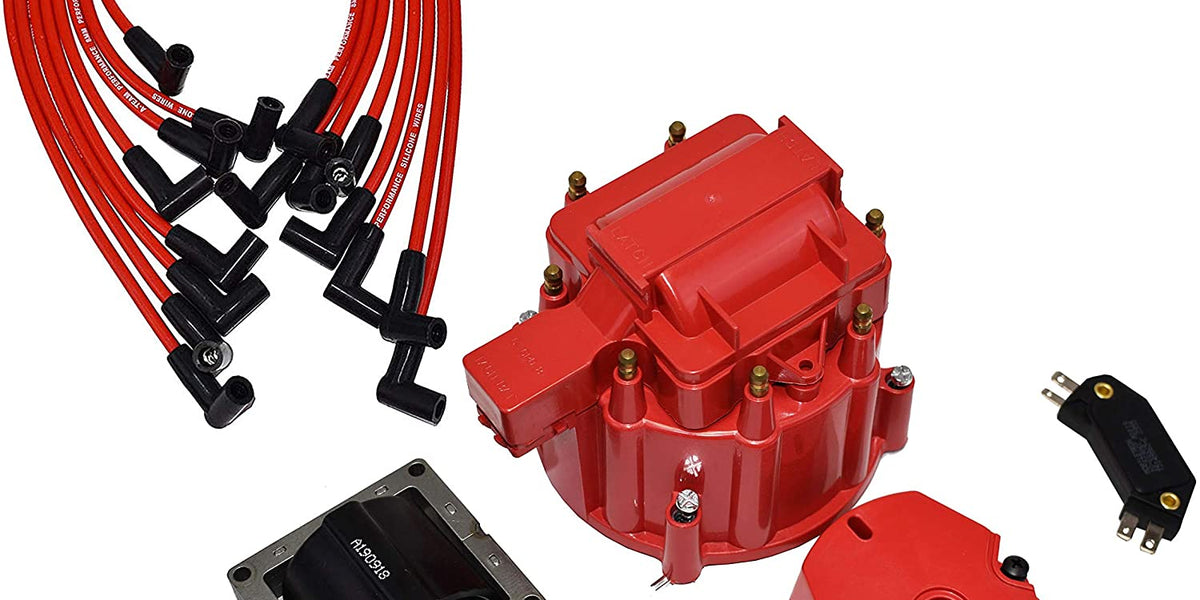 ATeam Performance 8Cylinder Male Cap, 65k Volt Coil HEI Distributor Tune Up Kit, & 8.0mm Under
