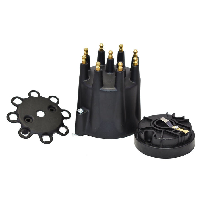 A-Team Performance 8-Cylinder Male Pro Series Distributor Cap &amp; Rotor Kit Black - Southwest Performance Parts