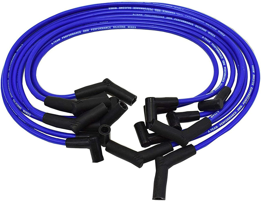 A-Team Performance 8.0mm Blue Silicone Spark Plug Wires SBF Small Block Ford Valve Cover Wires 221 255 260 289 302 351W BOSS 302 - Southwest Performance Parts