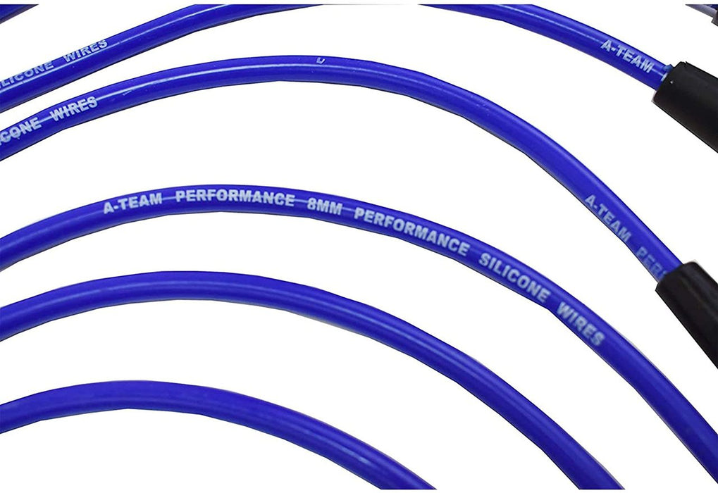 A-Team Performance 8.0mm Blue Silicone Spark Plug Wires SBF Small Block Ford Valve Cover Wires 221 255 260 289 302 351W BOSS 302 - Southwest Performance Parts