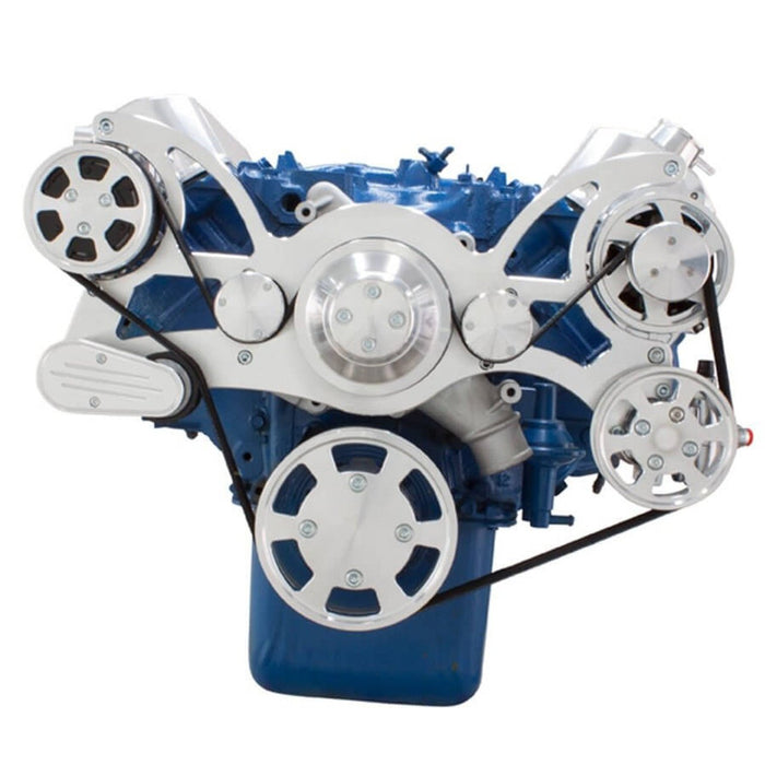 A-Team Performance Big Block Ford BBF Serpentine Complate Kit - with Alternator, Power Steering Pump, Water Pump and AC Compressor (Polished) - Southwest Performance Parts