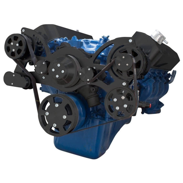 A-Team Performance Big Block Ford BBF Serpentine Complete Kit - with Alternator, Power Steering pump, Water Pump and AC Compressor (Black) - Southwest Performance Parts