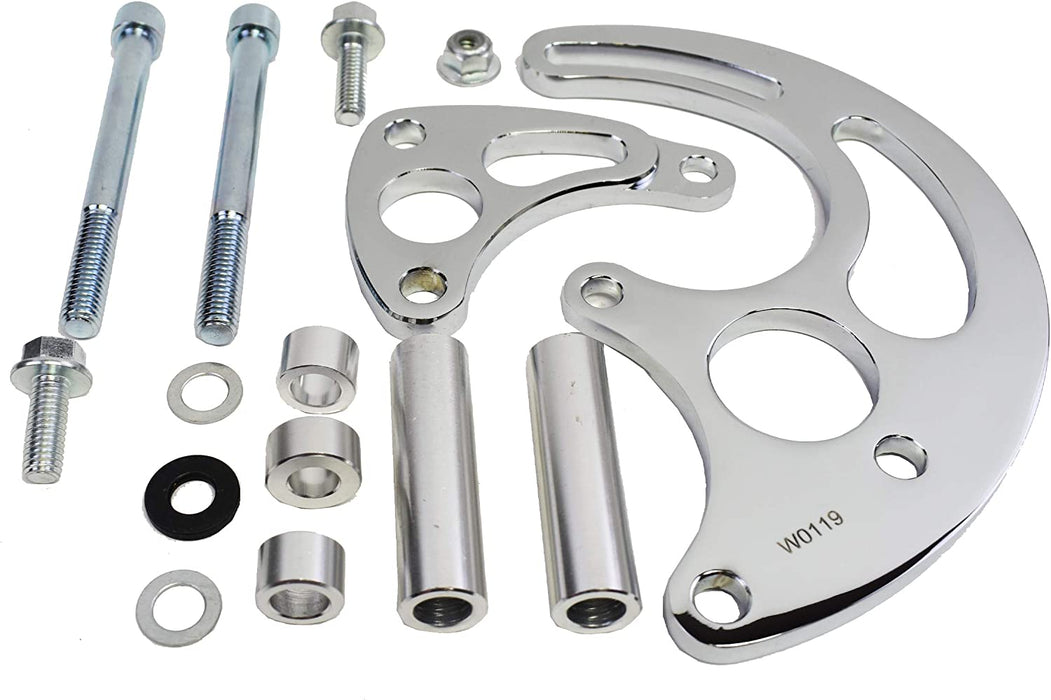 A-Team Performance Big Block Long Water Pump Power Steering Bracket Compatible with Chevrolet BB V8 GEN. II, V and VI, Chrome - Southwest Performance Parts
