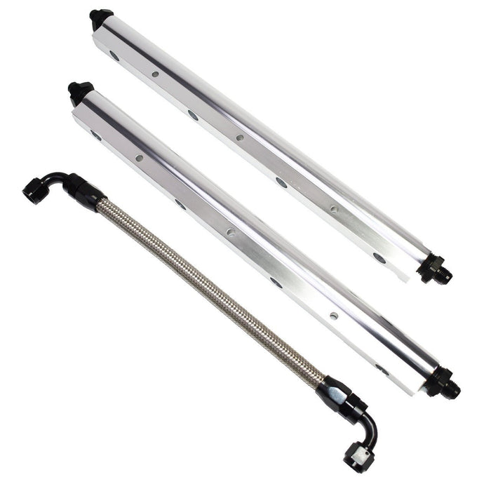 A-Team Performance Billet Aluminum Fuel Rail Kit with Middle Pipe for LS1 LS2 LS6 Clear Anodized - Southwest Performance Parts