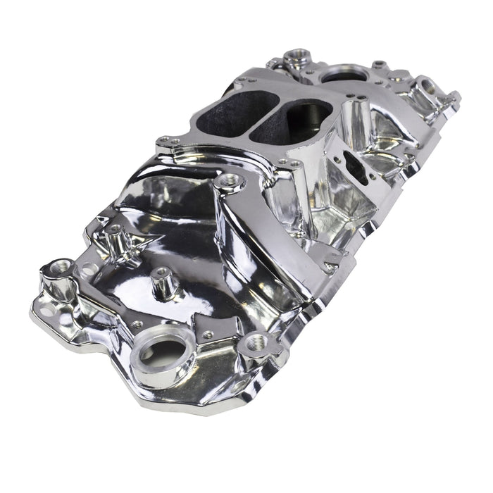 A-Team Performance Carbureted Polished Aluminum Dual Plane Intake Manifold Compatible with 1955-1995 SBC Small Block Chevy 262 283 302 327 350 383 400 - Southwest Performance Parts
