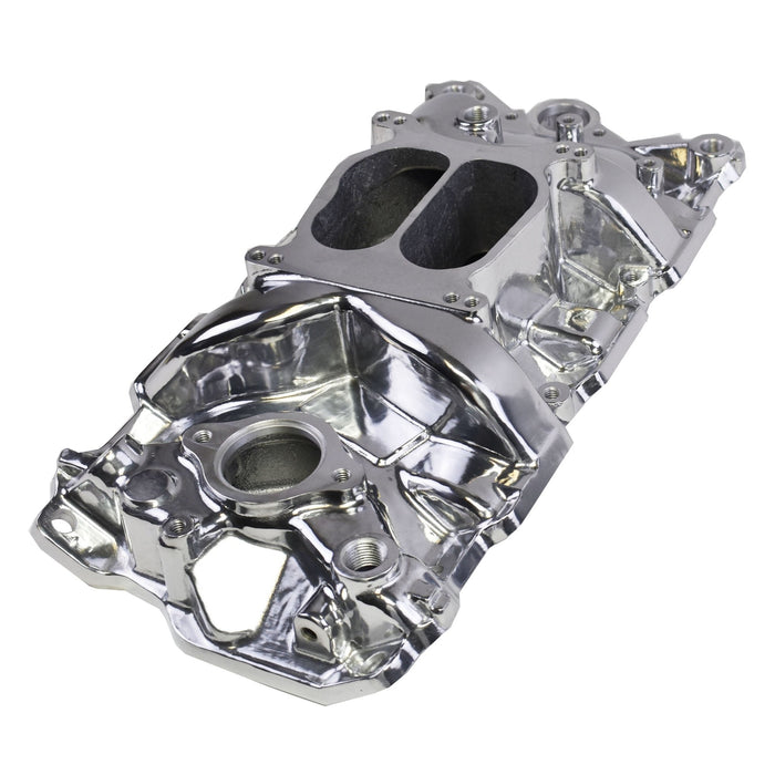 A-Team Performance Carbureted Polished Aluminum Dual Plane Intake Manifold Compatible with 1955-1995 SBC Small Block Chevy 262 283 302 327 350 383 400 - Southwest Performance Parts
