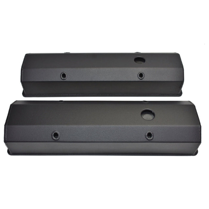 A-Team Performance Chevy Fabricated Aluminum Tall Valve Covers 1-4" Rail SBC 327 350 383 400 BLACK - Southwest Performance Parts