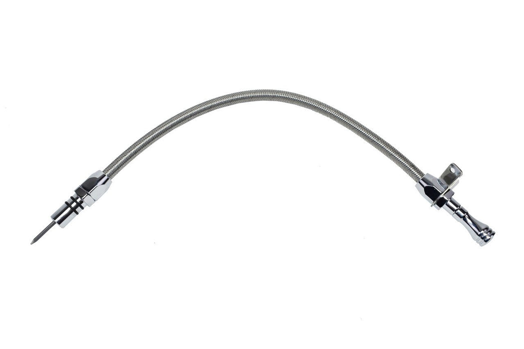 A-Team Performance CHEVY-GM TURBO TH-350-TH-400 TURBO 350 TURBO 400 STAINLESS STEEL BRAIDED FLEXIBLE TRANSMISSION DIPSTICK - FIREWALL MOUNT - Southwest Performance Parts