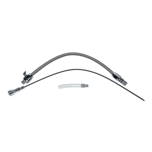 A-Team Performance CHEVY-GM TURBO TH-350-TH-400 TURBO 350 TURBO 400 STAINLESS STEEL BRAIDED FLEXIBLE TRANSMISSION DIPSTICK - FIREWALL MOUNT - Southwest Performance Parts