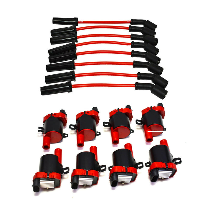 A-Team Performance D585 Ignition Coils &amp; 8" 8.0mm Spark Plug Wires For Chevrolet GM GMC LS LSX LS1 LS2 LS3 LS6 LS7 Red Coils &amp; Wires - Southwest Performance Parts