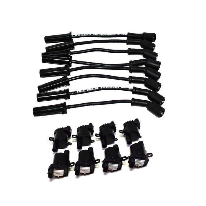 A-Team Performance D585 Ignition Coils &amp; 8" 8.0mm Spark Plug Wires For Chevrolet GMC GM LS LSX LS1 LS2 LS3 LS6 LS7 Black Coils &amp; Wires - Southwest Performance Parts