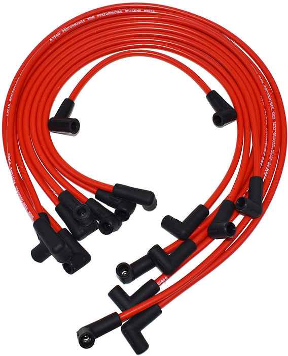 A-Team Performance Distributor, 8mm Spark Plug Wires, and E-Core Ignition Coil Compatible With 1987-1997 SBC BBC GMC Chevrolet 5.0L 5.7L C-K Pickup Truck Van Camaro 305 350 Red Cap &amp; Wires - Southwest Performance Parts