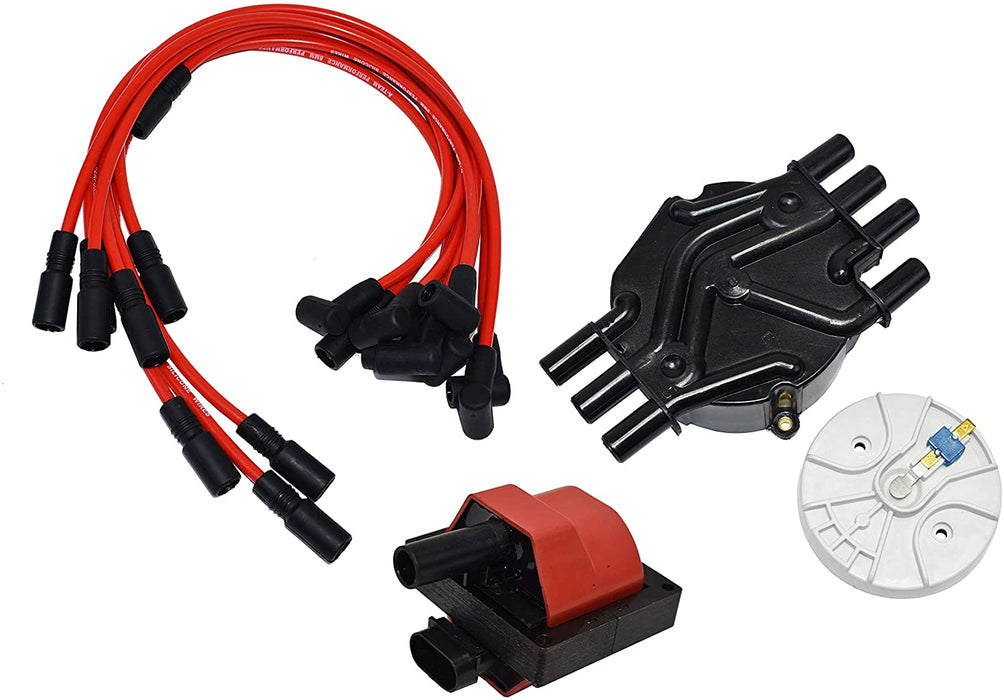 A-Team Performance Distributor Cap, Rotor, Remote Ignition Coil And 8.0mm Spark Plug Wires Kit For 96-07 Chevy GM Vortec 4.3L 262 - Southwest Performance Parts