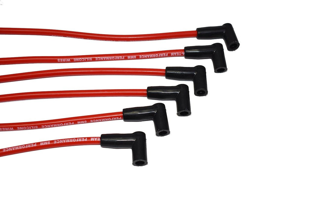 A-Team Performance Early GMC Chevy 6 Cylinder 194 216 235 Toyota Land Cruiser FJ40 FJ60 2F 3F 6 Cyl 8.0mm Red Silicone Spark Plug Wires - Southwest Performance Parts