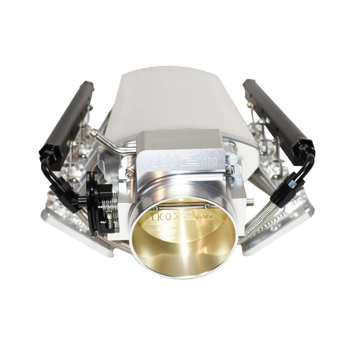 A-Team Performance EFI Fabricated Intake Manifold with Fuel Rails and Throttle Body Short Compatible with GM Chevrolet LS LSX LS3 L92 SBC Small Block Chevy V8 GEN. III-IV (LS-BASED) Clear Anodized (BLEMISHED) - Southwest Performance Parts