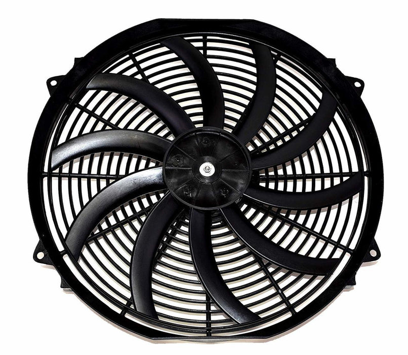 A-Team Performance Electric Radiator Cooling Fan Cooler Heavy Duty Wide Curved 10 S Blades 12V 3000 CFM Reversible Push or Pull with Mounting Kit Black 16" - Southwest Performance Parts