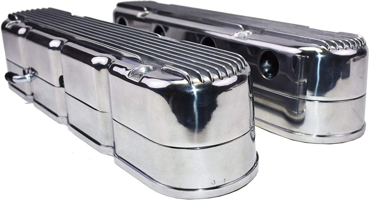 A-Team Performance GM LS Finned Cast Aluminum Valve Covers with Coil Mounts and Covers Chevy Small Block SB V8 293 325 376 427, Polished - Southwest Performance Parts