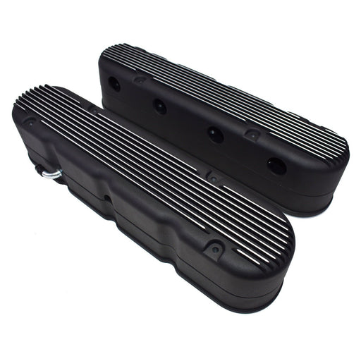 A-Team Performance GM LS Finned Cast Aluminum Valve Covers with Coil Mounts and Covers Small Block SB Chevrolet 293 325 376 427, Black - Southwest Performance Parts