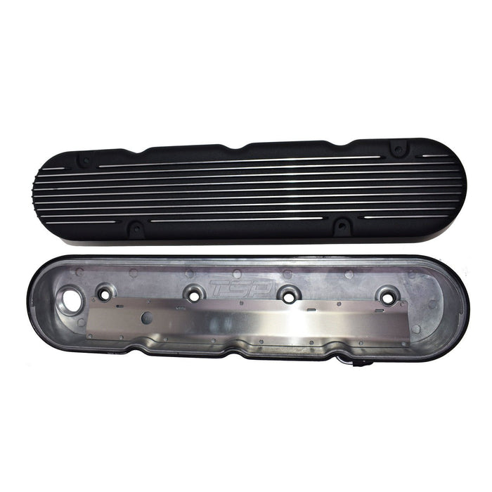 A-Team Performance GM LS Finned Cast Aluminum Valve Covers with Coil Mounts and Covers Small Block SB Chevrolet 293 325 376 427, Black - Southwest Performance Parts
