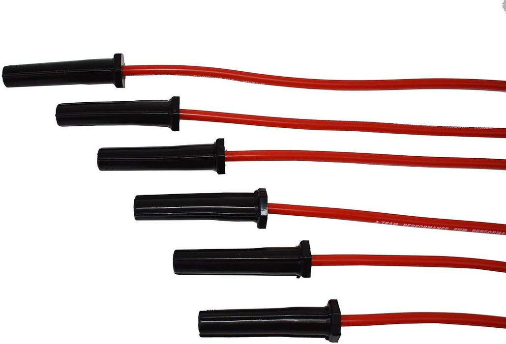 A-Team Performance GMC Chevy 6 Cylinder 230 250 292 6 Cyl 8.0mm Red Silicone Spark Plug Wires - Southwest Performance Parts