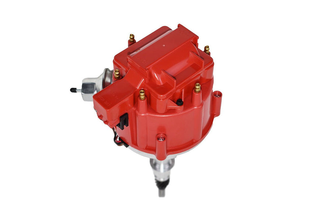 A-Team Performance HEI Complete Distributor 65K Coil, 6 Cylinders AMC Incline 6 Jeep Straight 232, 242, 258 in One Wire Installation, Red Cap - Southwest Performance Parts