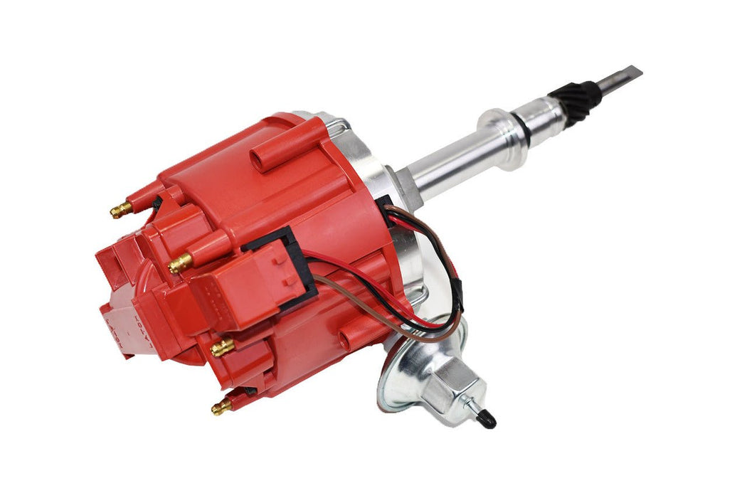 A-Team Performance HEI Complete Distributor 65K Coil, 6 Cylinders AMC Incline 6 Jeep Straight 232, 242, 258 in One Wire Installation, Red Cap - Southwest Performance Parts