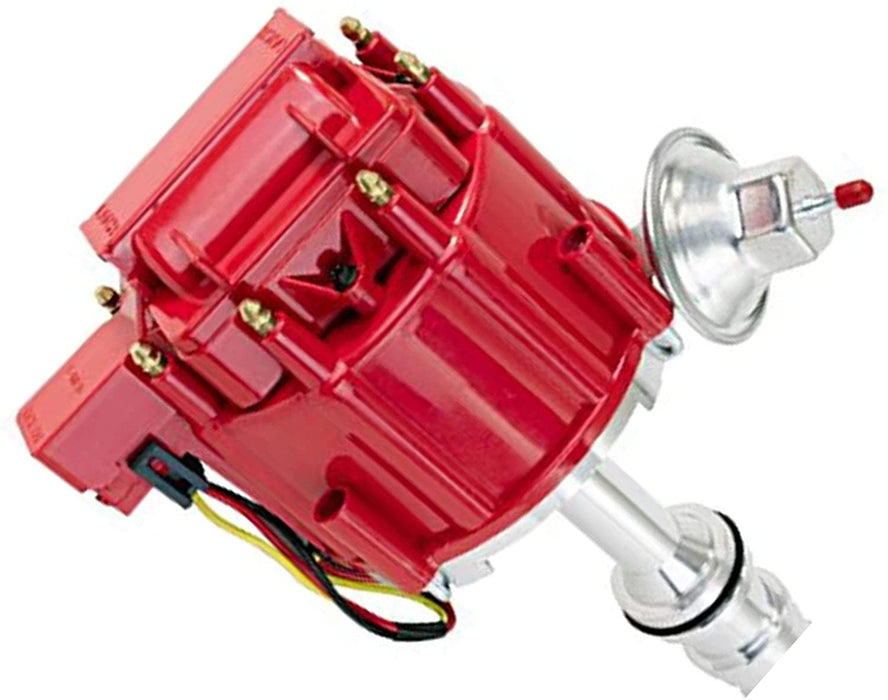 A-Team Performance HEI Complete Distributor 65K Coil Heavy Duty Compatible With Ford HD FE-FT 330 361 391 5-16" Shaft One-Wire Installation Red Cap - Southwest Performance Parts