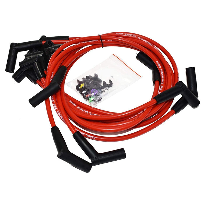 A-Team Performance HEI Distributor 65K Coil Complete w-SBF 8mm Red Silicone Spark Plug Wires and Battery-Pigtail Harness Kit for SBF 260 289 302 5.0 One Wire Installation Red Cap - Southwest Performance Parts