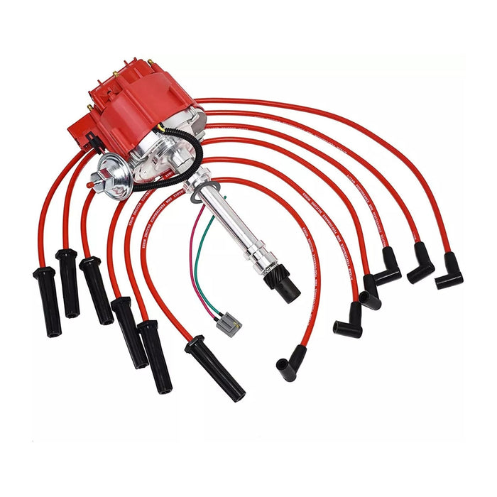 A-Team Performance HEI Distributor, 8.0 mm Silicone Spark Plug Wires, and Pigtail Wiring Harness Tachometer Kit Compatible with Chevrolet Chevy GM GMC 4.3L 262 EFI to CARB SWAP 90° V6 Red Cap - Southwest Performance Parts