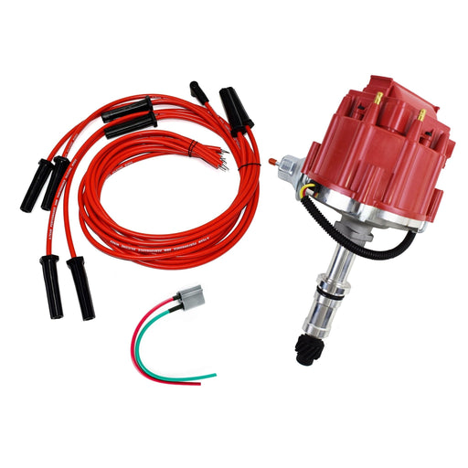 A-Team Performance HEI Distributor, 8.0mm Spark Plug Wires, and Battery-Pigtail Harness Kit For Buick Odd Fire 231 3.8L V6 225 Jeep 3.7L Dauntless Red Cap - Southwest Performance Parts