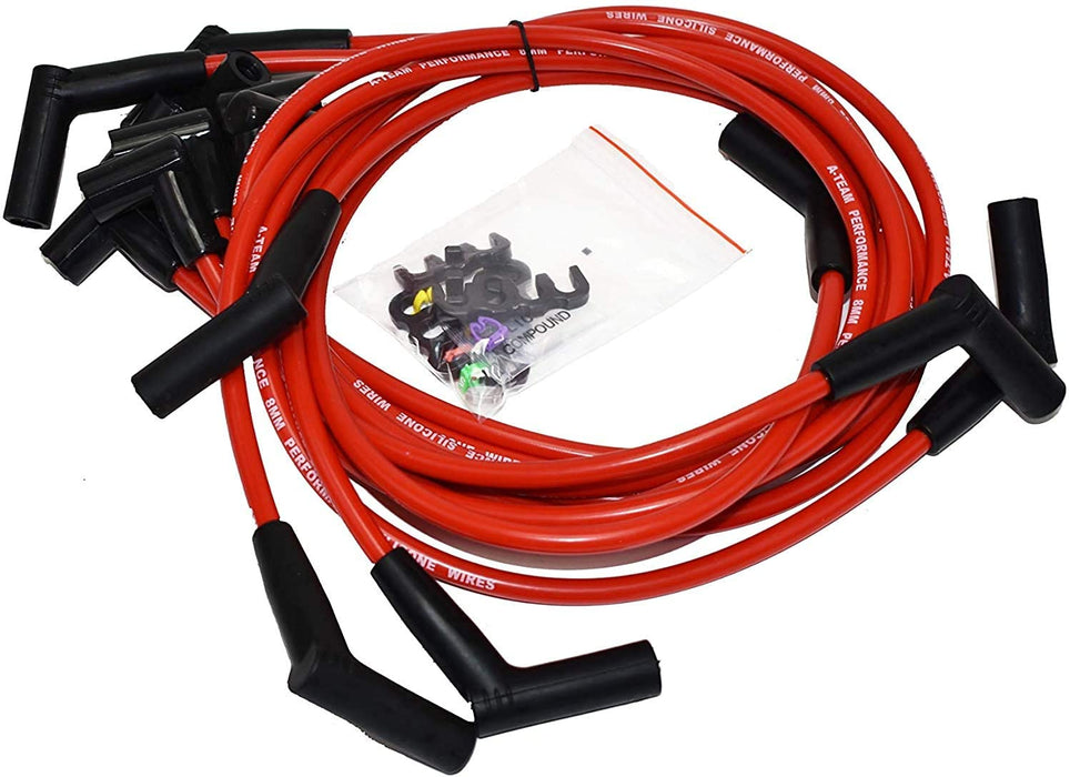 A-Team Performance HEI Distributor, 8.0mm Spark Plug Wires, and Battery-Pigtail Harness Kit For Oldsmobile V8 Small Block Big Block 260 307 330 350 400 403 425 455 Red - Southwest Performance Parts