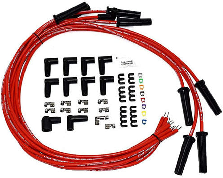 A-Team Performance HEI Distributor, 8.0mm Spark Plug Wires, and Battery-Pigtail Harness Kit For Small Block SB and Big Block BB Pontiac 301 326 350 389 400 421 428 455 Red Cap - Southwest Performance Parts